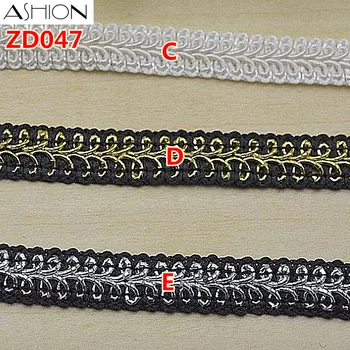 Ширина 11 мм черный белый смешанный цвет полиэстер гофрированная плетеная лента для ресниц, связанная крючком, кружевная отделка с краем ZD047