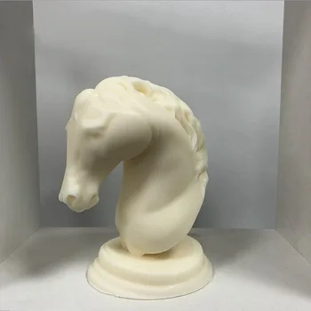 Статуя Головы лошади Свеча Силиконовая форма Бюст Скульптура для верховой езды Художественная Фигурка Животное Пони Свеча Форма