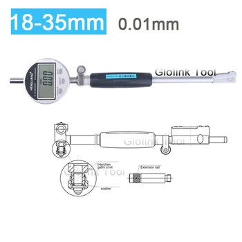 18-35 мм цифровой измеритель внутреннего диаметра микрометрического цилиндра Измерение внутреннего отверстия для измерительного инструмента для измерения диаметра