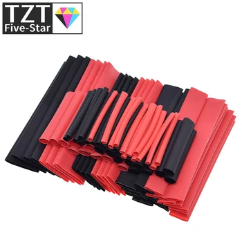 TZT 1 комплект = 150ШТ 7,28 м Черно-Красный Ассортимент 2: 1 Термоусадочные Трубки Для Автомобильных Кабельных Втулок Комплект Проводов