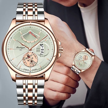 Мужские часы POEDAGAR, модный повседневный браслет из нержавеющей стали, водонепроницаемые кварцевые часы, люксовый бренд, деловые автоматические часы с датой.