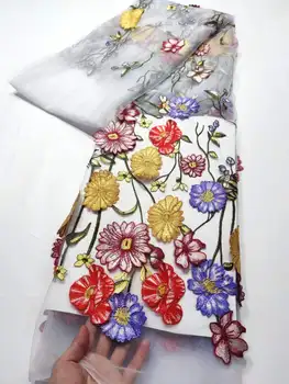 Горячая продаваемая африканская цветная 3D цветочная кружевная ткань 2023 высококачественный тюлевый кружевной материал Нигерийское сари кружевная ткань вечернее платье YYZ0