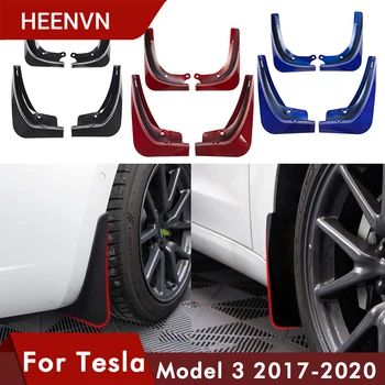 Heenvn 2021 Model3 Углеродное Волокно Для Tesla Модель 3 Брызговики Защитное Крыло Переднее Заднее Колесо Брызговик Tesla Три ABS Аксессуары