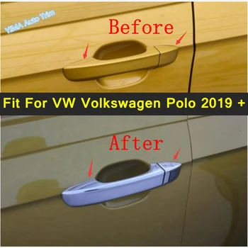 Отделка крышки ручки боковой двери Подходит для Фольксваген Поло 2019-2023 Хромированный автомобильный стайлинг Аксессуары для ремонта экстерьера