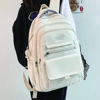 Студенческий рюкзак большой емкости, однотонный Нейлоновый Женский школьный рюкзак 2023 года для девочек-подростков, дорожный рюкзак для леди высокого качества