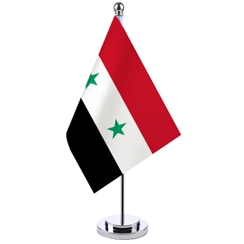 офисный стол 14x21 см Флаг Сирии Баннер Стол для зала заседаний Стойка Столб Набор Сирийского национального флага Украшение конференц-зала