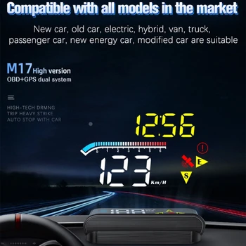 M17 Универсальный GPS HUD Head Up Дисплей СВЕТОДИОДНЫЙ Спидометр Smart-Digital Driving Overspeed Alarm Reminder для Автомобильных Аксессуаров