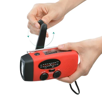 Портативное Аварийное Ручное Радио с Фонариками 1200mAh AM/FM-Зарядка 3 Способа Солнечной Зарядки USB-Зарядка Погодного Радио