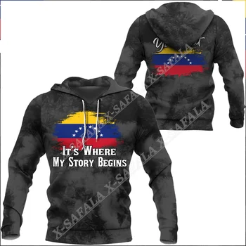 Венесуэла В моем сердце - моя ДНК, Толстовки на молнии с 3D принтом, Мужские пуловеры, свитшоты, Джерси с капюшоном, Спортивные костюмы, верхняя одежда, пальто в повседневном стиле