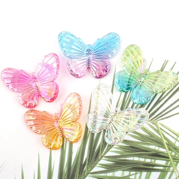 Разноцветные подвески-подвески из плоской смолы с бабочкой, поделки своими руками, аксессуары для украшения дома, 5 цветов, 42*32 мм