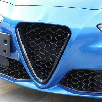 Воздушные решетки на переднем бампере автомобиля, Украшение V-образной рамки, Крышка с логотипом, Аксессуары для 17-20 Alfa Romeo Giulia