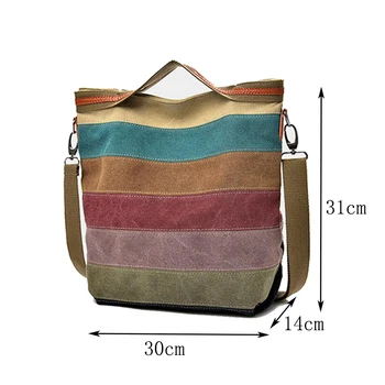 Минималистичная ретро-сумка для женщин, маленькая свежая полосатая холщовая сумка, новая повседневная сумка через плечо большой емкости для женщин, сумка через плечо