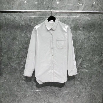 Мужская Оксфордская рубашка TB THOM на пуговицах, новое поступление, классическая мужская рубашка с длинным рукавом, модные брендовые рубашки с карманом