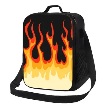 Red Classic Racing Flames Термоизолированная сумка для ланча Женская Hot Fire Портативный ланч для кемпинга и путешествий Bento Food Box