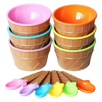 18шт Набор чаш для мороженого Разного цвета Ложка для мороженого Чаша Набор посуды Креативная детская Мультяшная Чаша