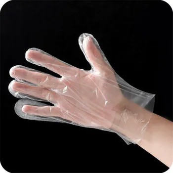 100шт Одноразовых перчаток Одноразовые пищевые пластиковые перчатки Прозрачные Экологически чистые перчатки для самостоятельного приготовления пищи Кухонные принадлежности