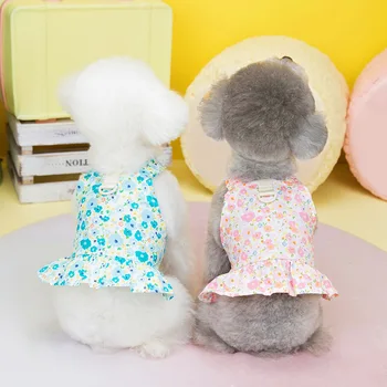 Весенне-летняя одежда для собак 2023 года, одежда для домашних животных Teddy Chenery Bichon, подходящая короткая юбка на груди и спине Оптом 강아지옷