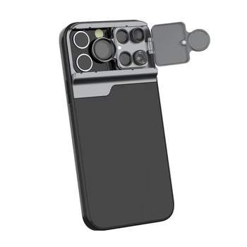 Чехол для Объектива Телефона iPhone 14 Pro Max Plus 5в1 Vlog Kit 10X 20X Super Macro CPL Телеобъективный Фильтр 