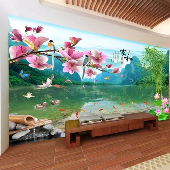 wellyu papel de parede 3D Красивые пейзажи к югу от Гуйлиня пейзаж Цветок магнолии Страна чудес ТВ фон стена беханг