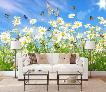 beibehang Модный скандинавский минимализм, маленькие свежие зеленые листья, романтический цветок, бабочка, настенная картина для украшения дома