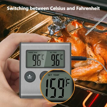 Кухонный цифровой термометр для приготовления мяса, температура продуктов, духовка, инструменты для барбекю, Функция таймера гриля с датчиком, счетчик тепла для приготовления пищи