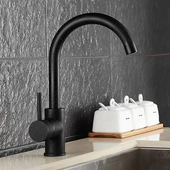 Черный бортиковый смеситель для раковины в ванной с одной ручкой из черной латуни для горячей и холодной воды JM8885
