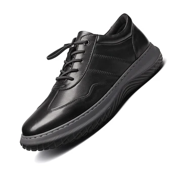 Мужская повседневная обувь из натуральной кожи, модные Элегантные Роскошные Классические кроссовки на шнуровке, Дышащая Удобная качественная уличная обувь