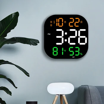 Светодиодные цифровые настенные часы С большим экраном, отображением температуры, даты, дня Электронный будильник с дистанционным управлением, декор для гостиной