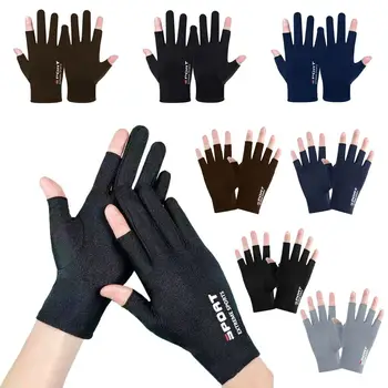 Летние мужские перчатки для вождения на рыбалке, Солнцезащитные перчатки с сенсорным экраном, Обычные женские перчатки из ледяного шелка, велосипедные перчатки с защитой от ультрафиолета, варежки на полпальца