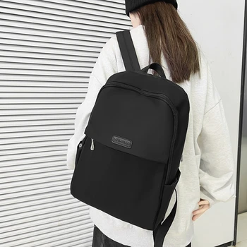 Женский рюкзак, нейлоновый женский рюкзак для ноутбука, модная сумка через плечо, однотонные рюкзаки в элегантном стиле для девочек, сумка для книг