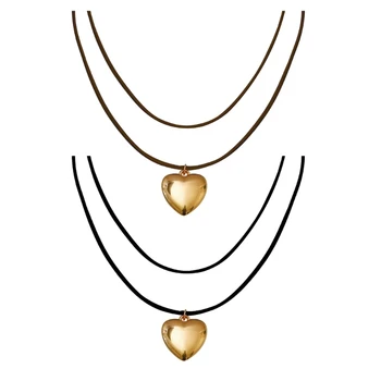 Женские ожерелья с подвеской в виде сердца F19D, женские минималистичные Веревочные цепи, Колье Y2K