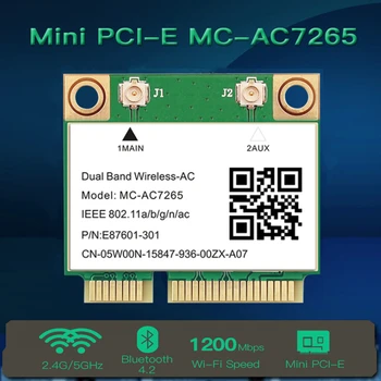 Wifi 5 Адаптер 1200 Мбит/с Bluetooth 4,2/4,0 AC7265 3165AC Mini PCI-E Интерфейс Двухдиапазонная Беспроводная карта 2,4 G 5 ГГц
