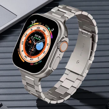 Ремешок из нержавеющей стали Для Apple Watch 9 Ultra 2 49 мм 42 мм 40 44 мм Роскошный Ремешок Для iWatch Series 7 45 мм 41 6 SE 5 4 3 Браслет