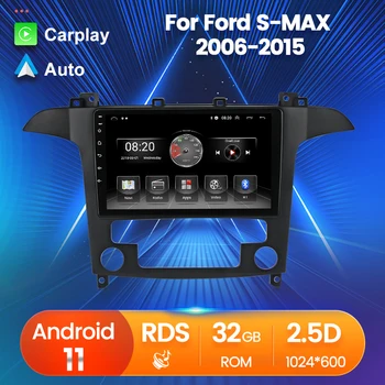 Универсальный автомобильный Видеоплеер Android 11 Auto Carplay Для Ford S-MAX 2006-2015 Стерео Аудио GPS Навигация 4-х Ядерный Радиоприемник RDS BT FM