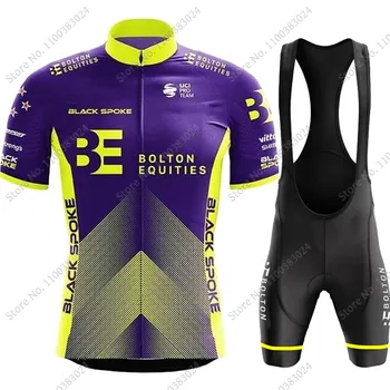 BOLTON EQUITIES BLACK SPOKE 2023 Велоспорт Джерси Комплект Велосипедной Одежды Велосипедные Рубашки Костюм Велосипедный Нагрудник Шорты MTB Одежда Ropa Maillot