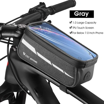 Велосипедная сумка объемом 1 л, светоотражающая Велосипедная рама, сумка на переднюю трубу, сумка для мобильного телефона с сенсорным экраном, Велосипедная сумка, Дорожная Велосипедная сумка, Аксессуары для велосипеда, запчасти