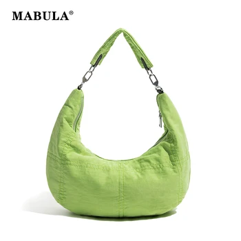 Женские сумки через плечо MABULA Fashion Half Moon, повседневная нейлоновая однотонная сумка-тоут, женские сумки простого дизайна, кошельки для телефонов