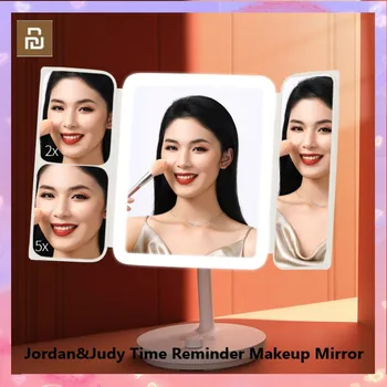 Интеллектуальный дисплей напоминания времени Jordan & Judy, Складное трехстороннее зеркало для макияжа с плавным затемнением, HD-цветопередача
