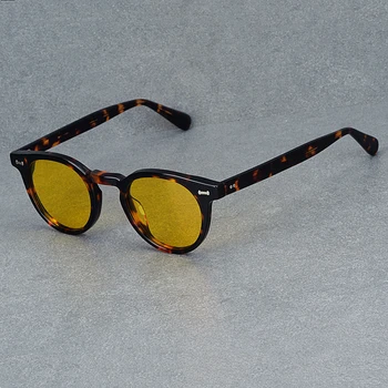 2022 Новые модные винтажные ацетатные солнцезащитные очки Pilot с поляризационными линзами UV400 TAC, классический Маленький круглый дизайн, женщины, мужчины, Высокое качество