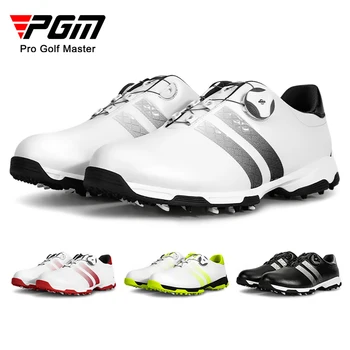 PGM Мужская Обувь Для гольфа, Лакированные Противоскользящие Шипы, Водонепроницаемые Дышащие Повседневные Кроссовки С Быстрой Шнуровкой, Спортивная Тренировочная Обувь Для гольфа XZ160
