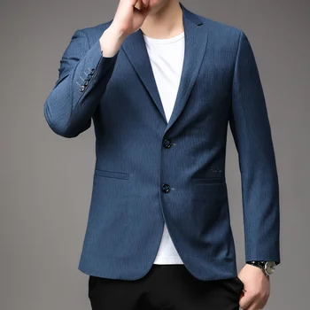Брендовый мужской костюм для путешествий, отдельное пальто, классический блейзер на двух пуговицах, однобортный пиджак для выпускного вечера, синий