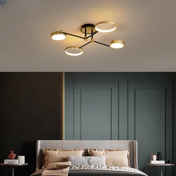 Современная светодиодная люстра для гостиной, спальни, столовой, Светильники для внутреннего освещения Luminaria Lustres Nordic Golden Lamps