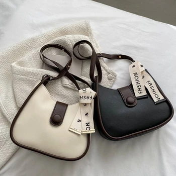 Винтажная женская сумка через плечо из искусственной кожи, сумка для подмышек, модная текстура, ручная переноска, повседневная сумка-мессенджер, женская сумка