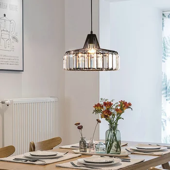 Люстры, современная черная светодиодная лампа, круглый железный потолок в скандинавском стиле для кухни, столовой, домашнего декора, хрустальные светильники
