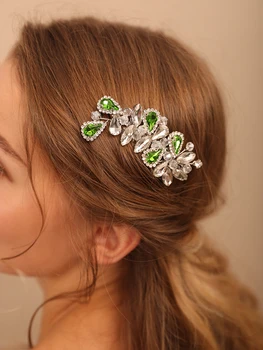 Богемный серебристо-зеленый свадебный гребень для волос, золотые свадебные украшения для волос, женские головные уборы для заколок для волос, свадебные головные уборы.