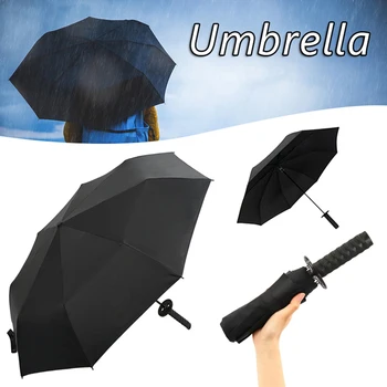 Полностью автоматический зонт Японский меч Самурая, Ножевой зонт, Прочные Роскошные деловые Мужские Большие плоские легкие зонты