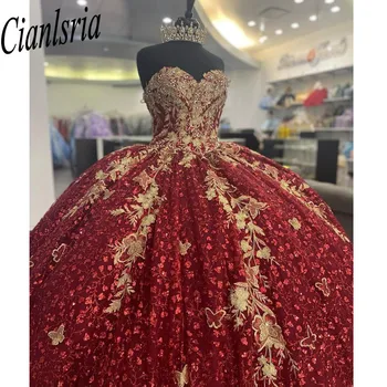 Красные пышные платья в стиле милой принцессы для девочек 15 лет, праздничные платья на день рождения с аппликациями, vestidos de quinceanera