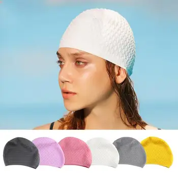 Плавательные шапочки для женщин, удобные плавательные шапочки для девочек, Эластомерная нескользящая плавательная шапочка для коротких волос средней длины