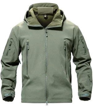 Военная водонепроницаемая мужская куртка Softshell Для пеших прогулок, кемпинга с несколькими карманами, флисовая подкладка, Камуфляжное охотничье пальто на открытом воздухе