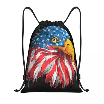 Изготовленный на заказ американский флаг USA Eagle Рюкзак на шнурке, сумки для женщин и мужчин, легкий спортивный рюкзак для спортзала, сумки для тренировок